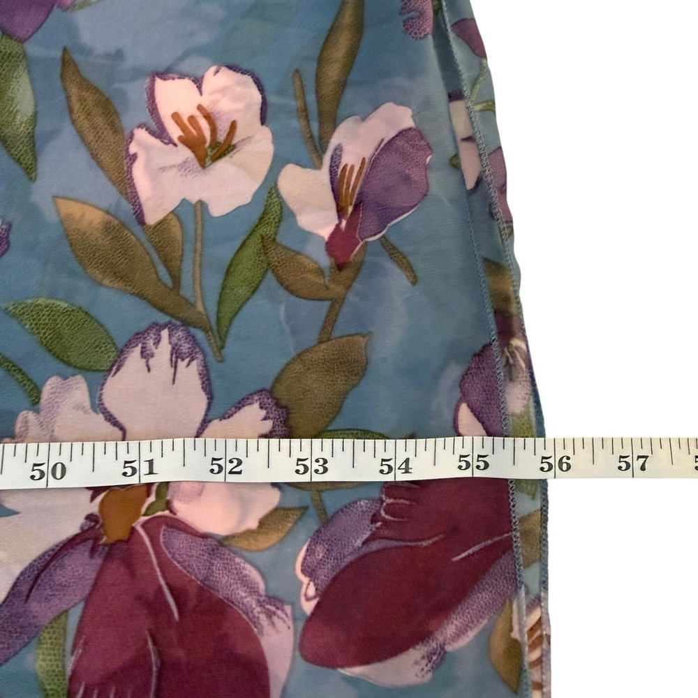 Women's Blue Purple Vivid Floral Print Maxi Dress Ruffle V-Neck Large Bloomcore - Picture 11 of 11